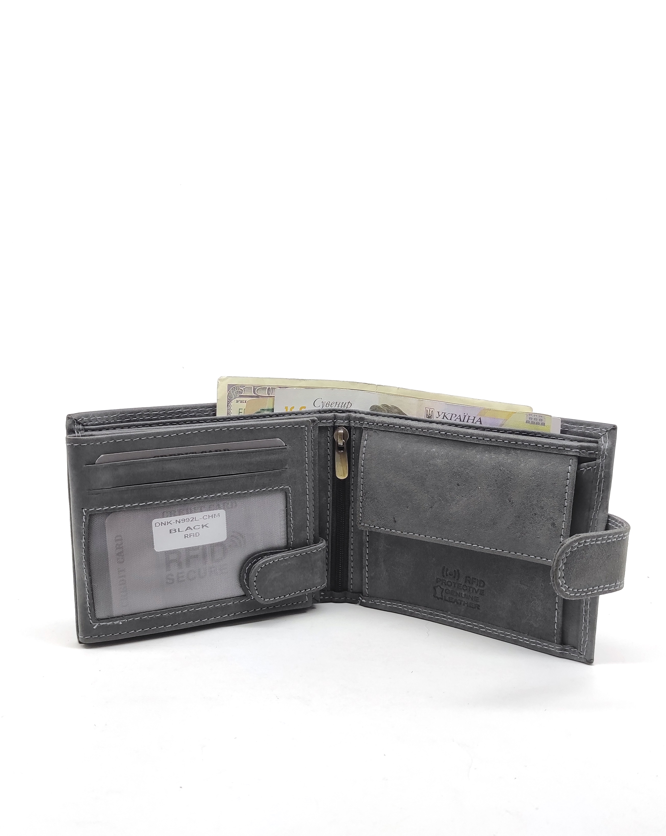 Гаманець чоловічий DNK Leather DNK-N992L-CHM-BLACK сірий Гаманець чоловічий DNK Leather DNK-N992L-CHM-BLACK сірий