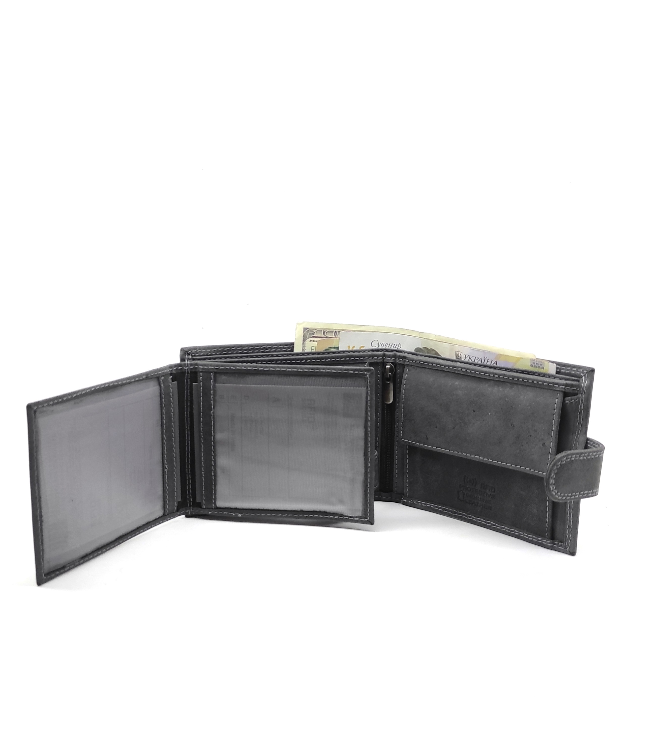 Гаманець чоловічий DNK Leather DNK-N992L-CHM-BLACK сірий Гаманець чоловічий DNK Leather DNK-N992L-CHM-BLACK сірий