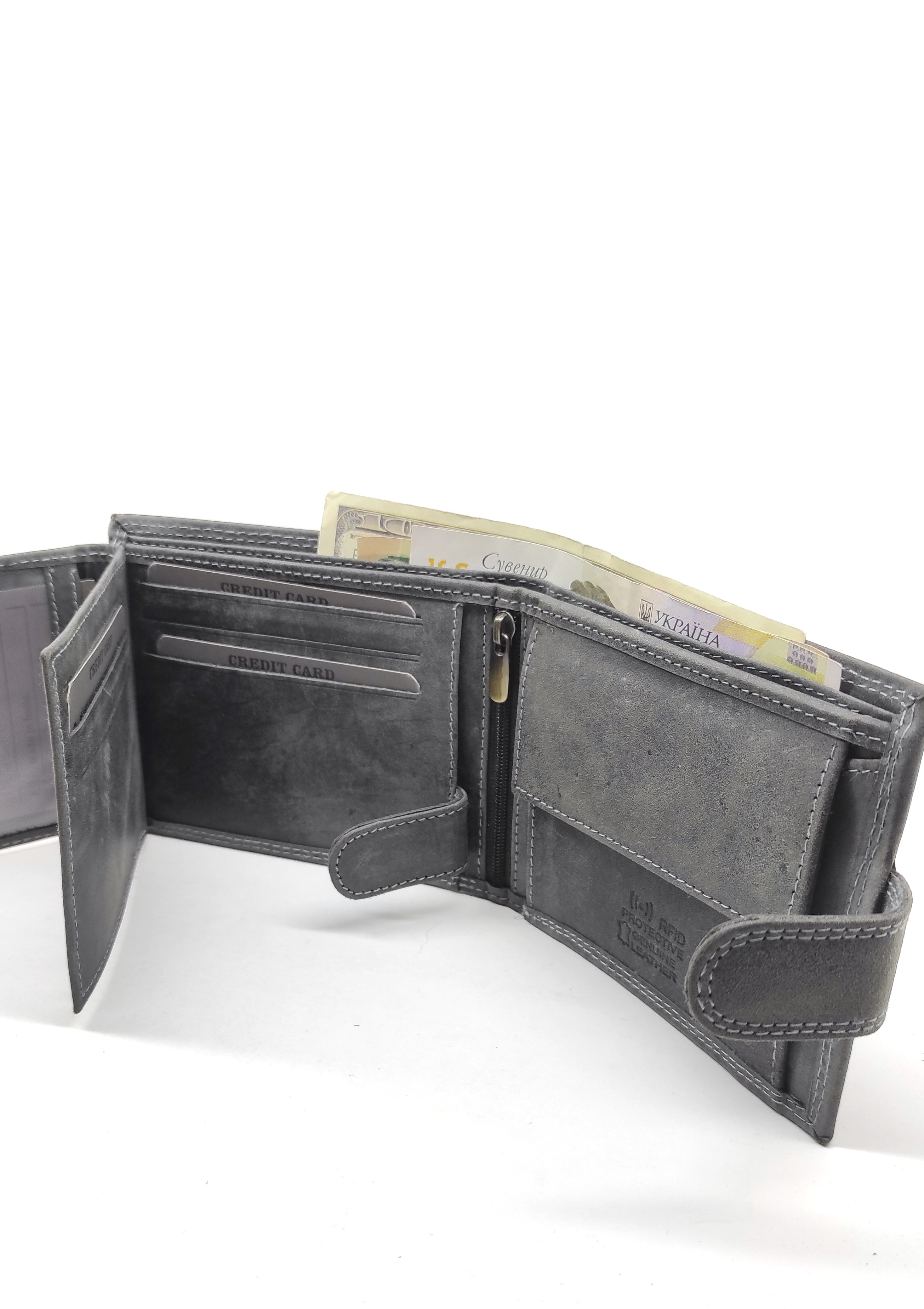 Гаманець чоловічий DNK Leather DNK-N992L-CHM-BLACK сірий Гаманець чоловічий DNK Leather DNK-N992L-CHM-BLACK сірий