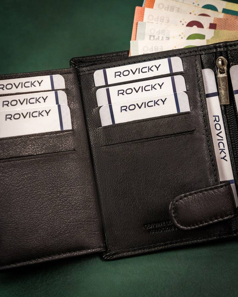 Гаманець чоловічий шкіряний Rovicky R-N4L-GAT чорний Гаманець чоловічий шкіряний Rovicky R-N4L-GAT чорний