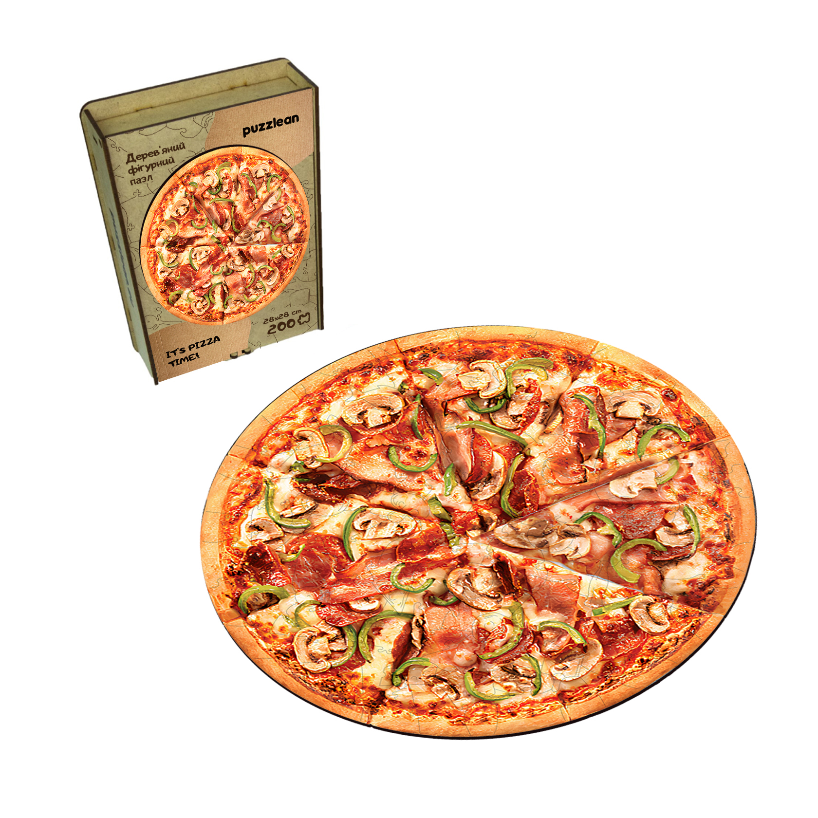 Дерев'яний пазл IT`s PIZZA TIME! Час Піци, розмір А3 Дерев'яний пазл IT`s PIZZA TIME! Час Піци, розмір А3