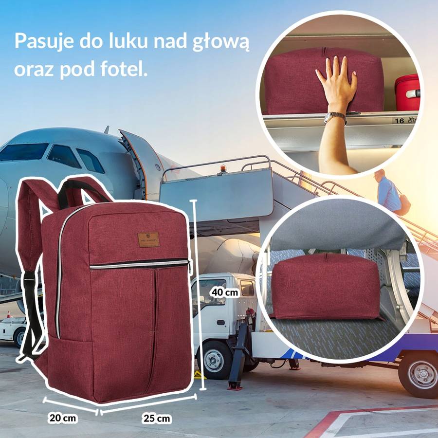 Дорожный рюкзак для ручной клади 40 x 20 x 25 PETERSON PP-BORDO-SILVER Дорожный рюкзак для ручной клади 40 x 20 x 25 PETERSON PP-BORDO-SILVER