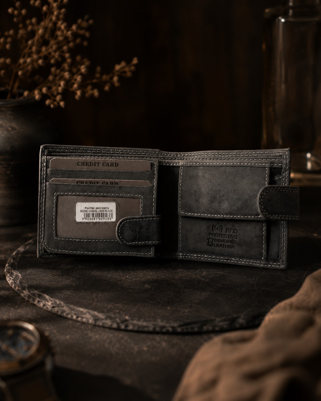 Гаманець чоловічий шкіряний DNK Leather DNK-N0035L-CHM чорний Гаманець чоловічий шкіряний DNK Leather DNK-N0035L-CHM чорний
