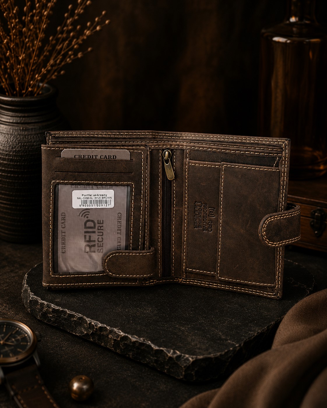 Гаманець чоловічий шкіряний DNK Leather DNK-N4L-CHM коричневий Гаманець чоловічий шкіряний DNK Leather DNK-N4L-CHM коричневий