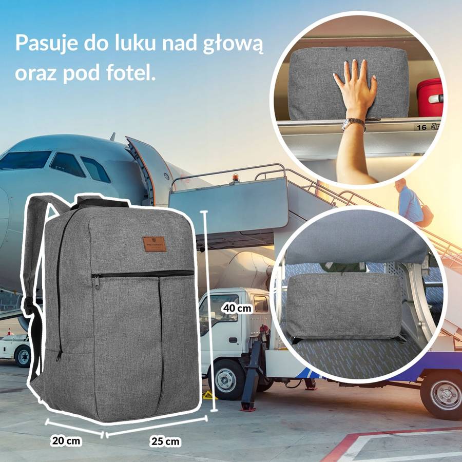 Дорожный рюкзак для ручной клади 40 x 20 x 25 PETERSON PP-GREY-BLACK Дорожный рюкзак для ручной клади 40 x 20 x 25 PETERSON PP-GREY-BLACK