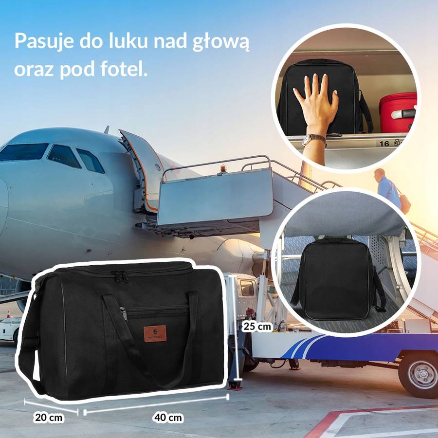 Дорожная сумка для ручной клади 40 x 20 x 25 PETERSON GBP-02-BLACK Дорожная сумка для ручной клади 40 x 20 x 25 PETERSON GBP-02-BLACK