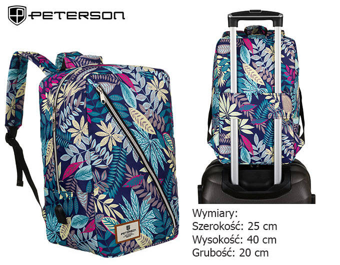 Дорожній рюкзак PETERSON PTN-BPP-08-BLUE-MIX з портом USB для заряджання Дорожній рюкзак PETERSON PTN-BPP-08-BLUE-MIX з портом USB для заряджання