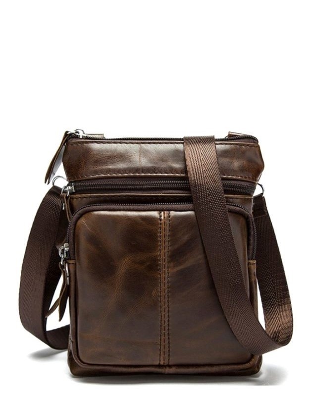 Сумка кожаная компактная DNK Leather dnk-14608 коричневая