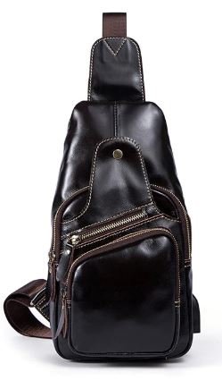 Сумка-слинг кожаная DNK Leather dnk-14838 коричневая