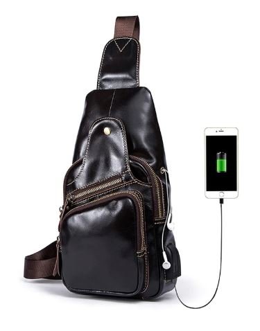 Сумка-слинг кожаная DNK Leather dnk-14838 коричневая Сумка-слинг кожаная DNK Leather dnk-14838 коричневая