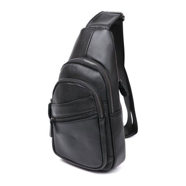 Сумка-слинг кожаная DNK Leather dnk-20672 черная