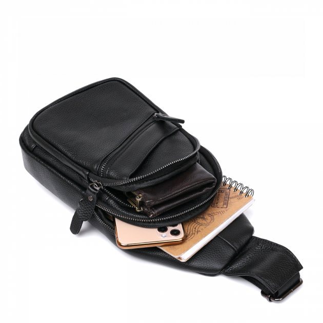 Сумка-слинг кожаная DNK Leather dnk-20672 черная Сумка-слинг кожаная DNK Leather dnk-20672 черная