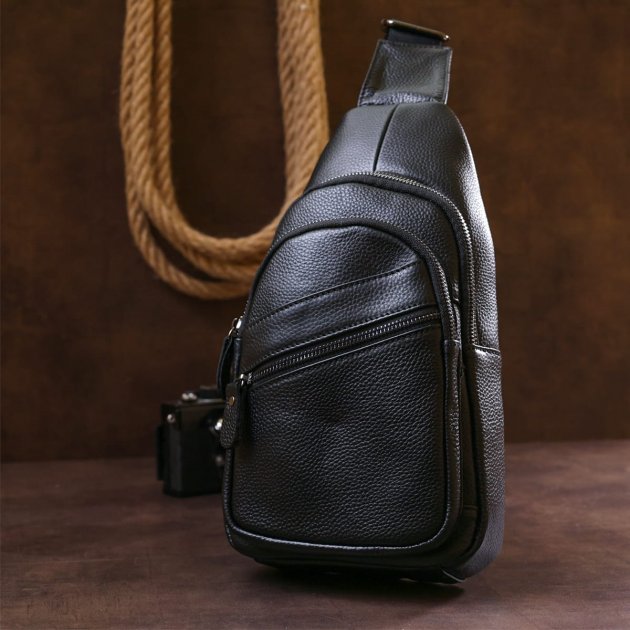 Сумка-слинг кожаная DNK Leather dnk-20672 черная Сумка-слинг кожаная DNK Leather dnk-20672 черная