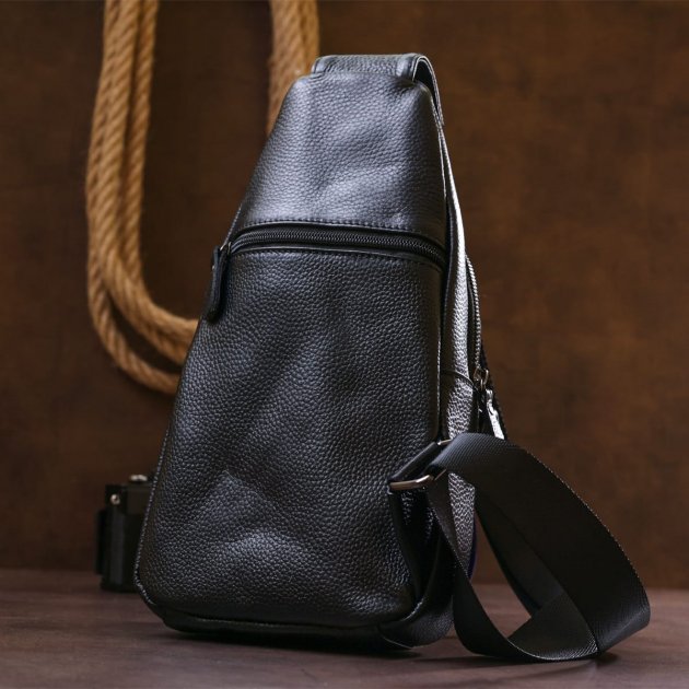 Сумка-слинг кожаная DNK Leather dnk-20672 черная Сумка-слинг кожаная DNK Leather dnk-20672 черная