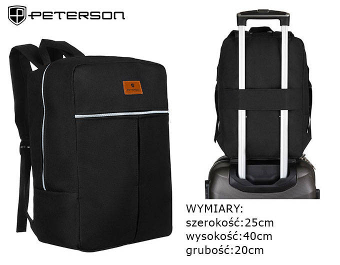 Дорожній рюкзак для ручної поклажі 40 x 20 x 25 PETERSON PTN-GBP-10-BLACK-SILVER Дорожній рюкзак для ручної поклажі 40 x 20 x 25 PETERSON PTN-GBP-10-BLACK-SILVER