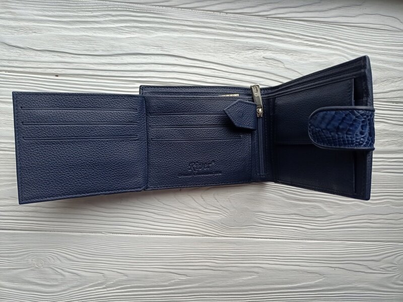 Портмоне з натуральної шкіри крокодила N-100-blue Портмоне з натуральної шкіри крокодила N-100-blue