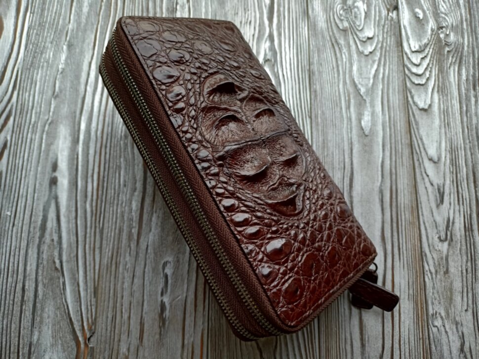 Сумка (клатч) на двух молниях из кожи крокодила NCR-4551-brown