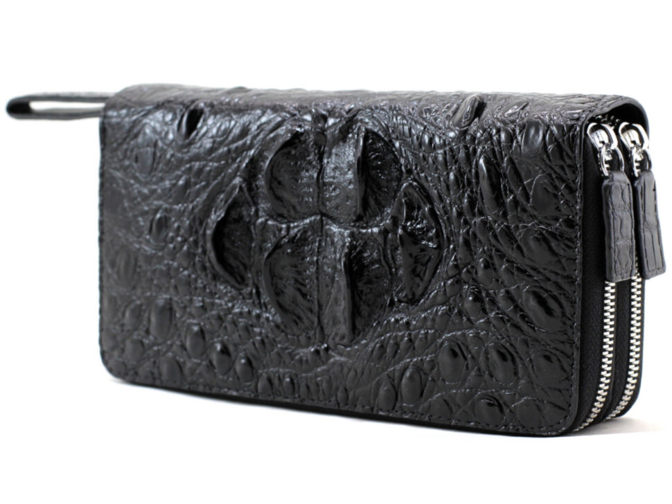 Сумка-кошелек (клатч) из кожи крокодила NHG-1588-Black Сумка-кошелек (клатч) из кожи крокодила NHG-1588-Black