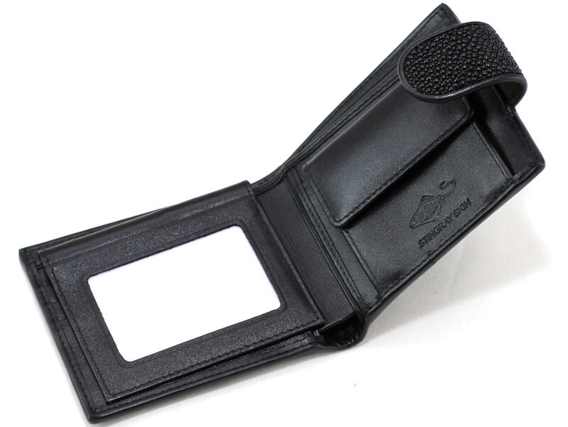 Портмоне из кожи ската NST-1646-black Портмоне из кожи ската NST-1646-black