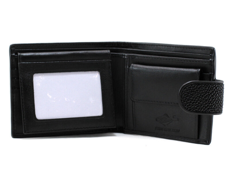 Портмоне из кожи ската NST-1646-black Портмоне из кожи ската NST-1646-black