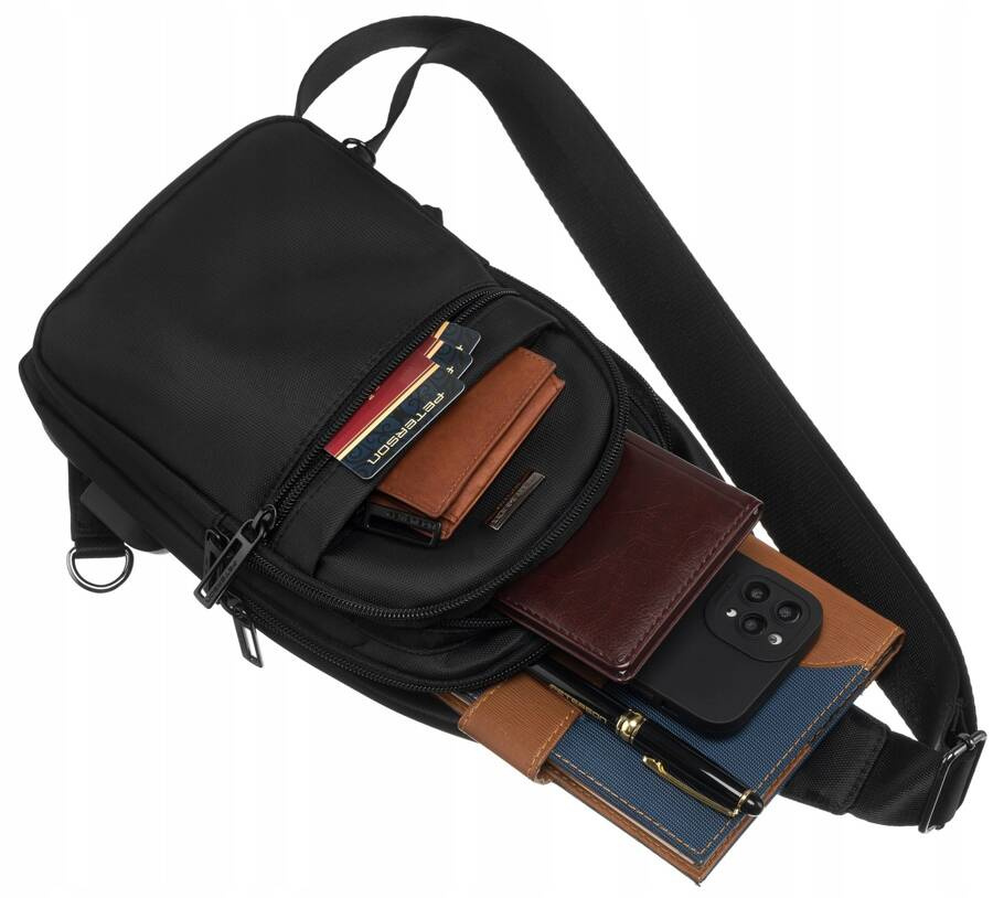 Сумка-слінг чоловіча PETERSON PTN-73206-BLACK Сумка-слінг чоловіча PETERSON PTN-73206-BLACK