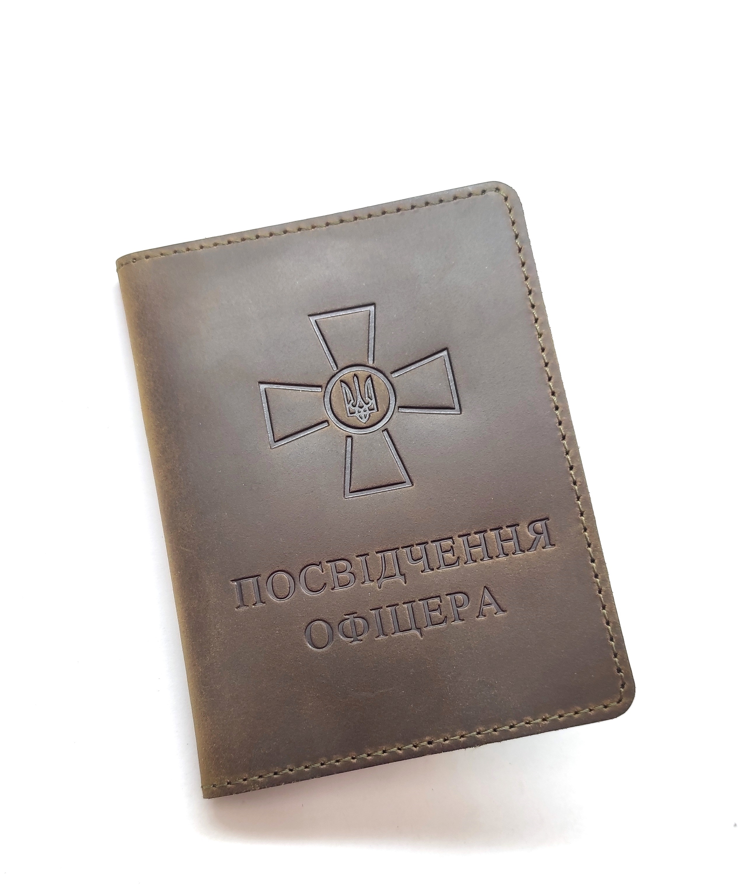 Шкіряна обкладинка на Посвідчення офіцера DNK-Officer-doc-H-col.G оливковий