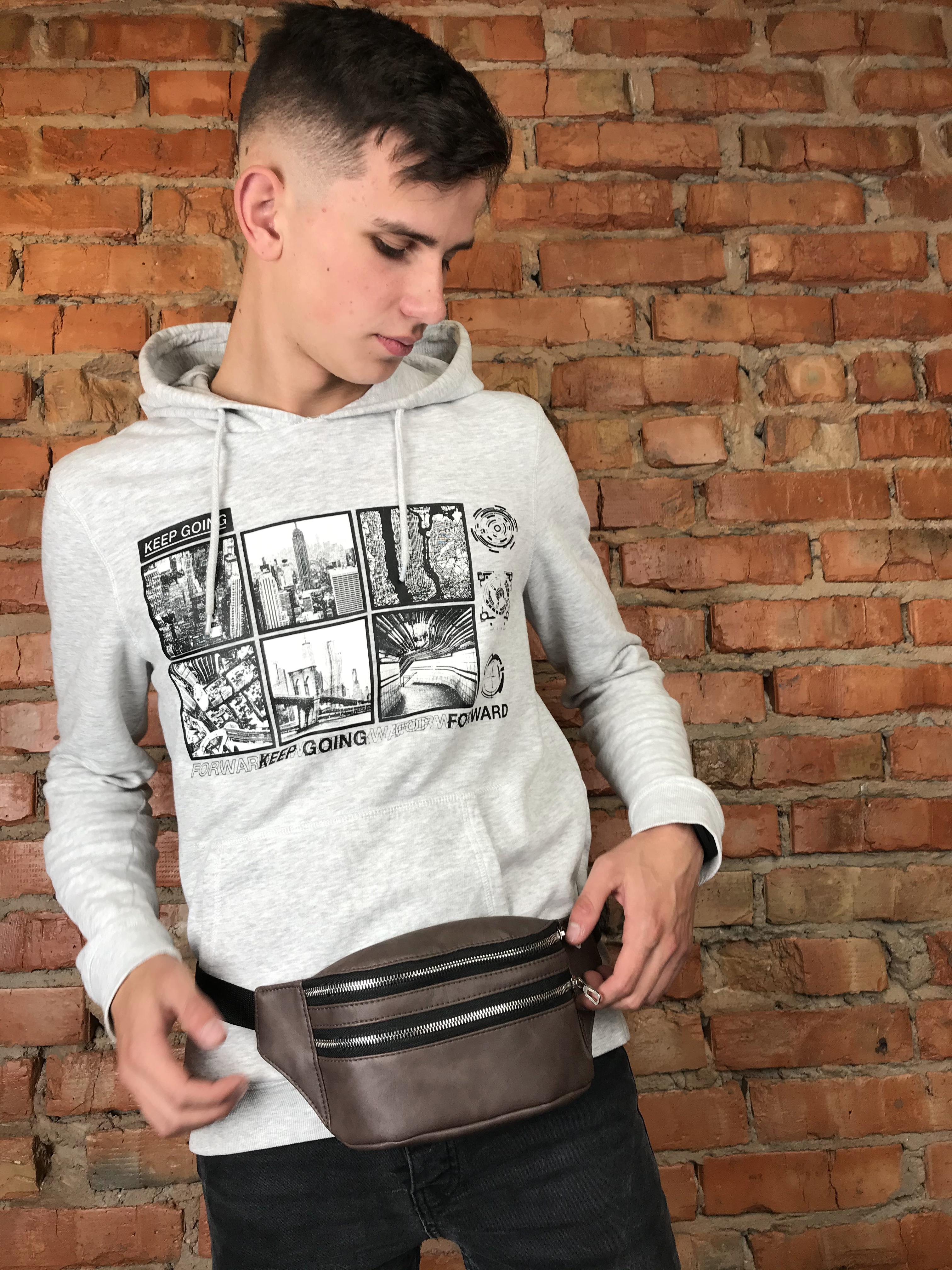 Жіноча сумка на пояс бананка Sambag Tirso LTS коричневий нубук Жіноча сумка на пояс бананка Sambag Tirso LTS коричневий нубук