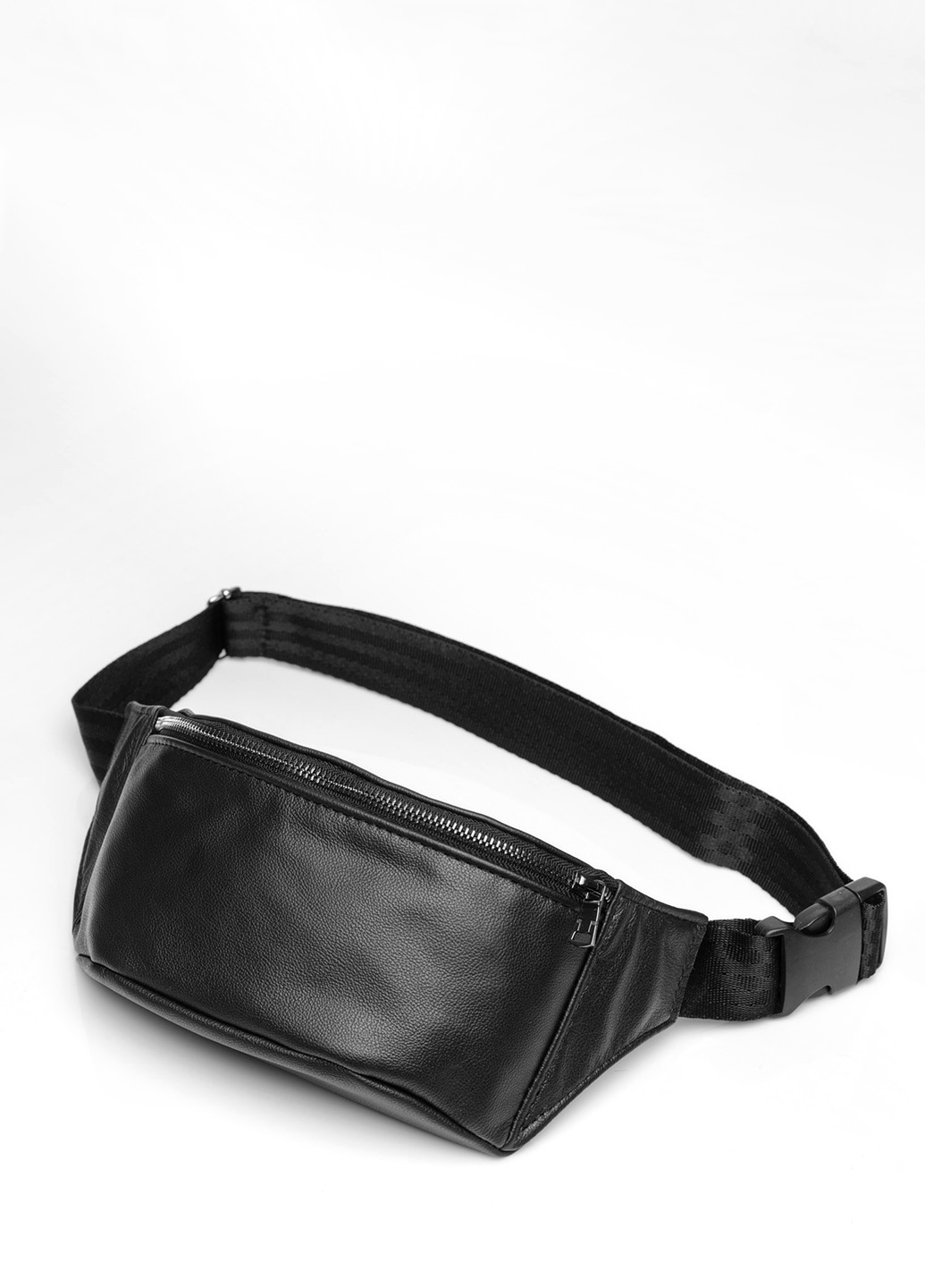 Жіноча сумка на пояс бананка шкіряна Sambag Tirso  PSO чорний