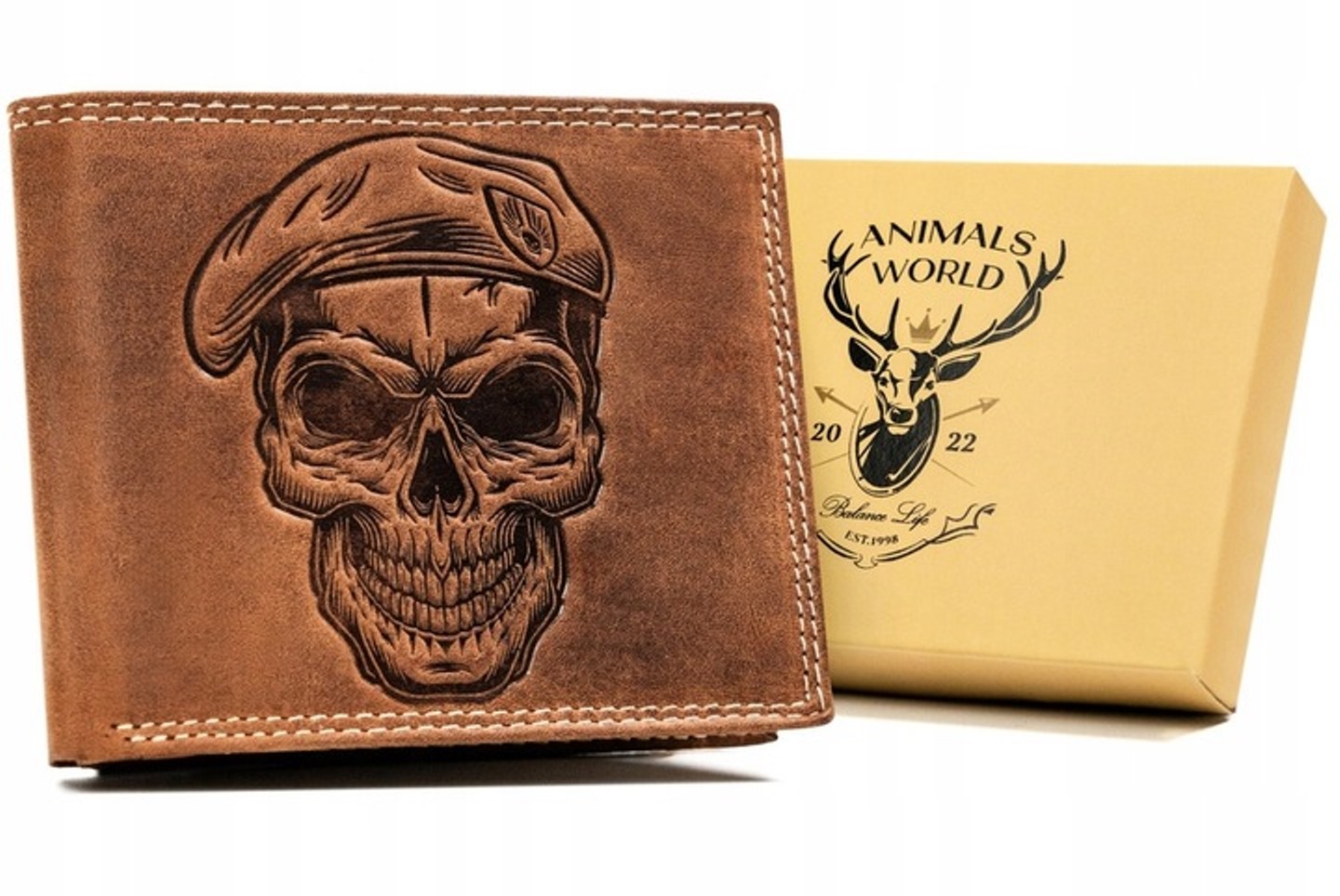 Портмоне чоловіче Animals World N992-CHM-SKULL-COGNAC