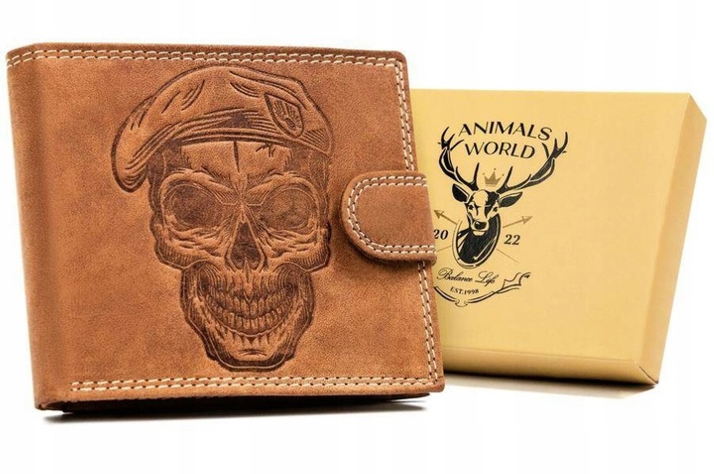 Портмоне чоловіче Animals World N992L-CHM-SKULL-COGNAC