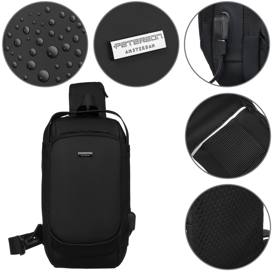 Сумка-слінг чоловіча PETERSON PTN-88040-Black Сумка-слінг чоловіча PETERSON PTN-88040-Black